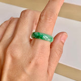 17.2mm A-Grade Natural Moss On Snow Jadeite Ring Band No. 162176