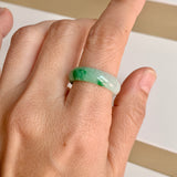 17.2mm A-Grade Natural Moss On Snow Jadeite Ring Band No. 162176