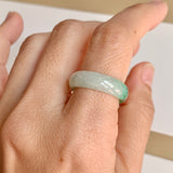 17.2mm A-Grade Natural Moss On Snow Jadeite Ring Band No. 162176