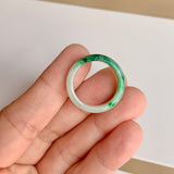 17.2mm A-Grade Natural Moss On Snow Jadeite Ring Band No. 162176