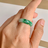 17.2mm A-Grade Natural Moss On Snow Jadeite Ring Band No. 162176