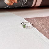 16.1mm A-Grade Natural Jadeite Dainty Bead Ring (Rectangle) No.162399