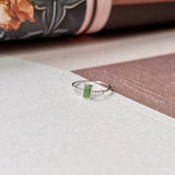 16.1mm A-Grade Natural Jadeite Dainty Bead Ring (Rectangle) No.162399