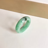 18.2mm A-Grade Natural Moss On Snow Jadeite Ring Band No. 162189