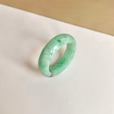 18.2mm A-Grade Natural Moss On Snow Jadeite Ring Band No. 162189