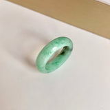 18.2mm A-Grade Natural Moss On Snow Jadeite Ring Band No. 162189