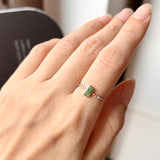 16.1mm A-Grade Natural Jadeite Dainty Bead Ring (Rectangle) No.162399