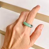 18.2mm A-Grade Natural Moss On Snow Jadeite Ring Band No. 162189