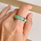 18.2mm A-Grade Natural Moss On Snow Jadeite Ring Band No. 162189