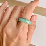 18.2mm A-Grade Natural Moss On Snow Jadeite Ring Band No. 162189