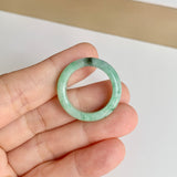 18.2mm A-Grade Natural Moss On Snow Jadeite Ring Band No. 162189