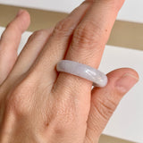 19.6mm A-Grade Natural Lavender Green Jadeite Abacus Ring Band No.162439