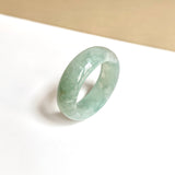 20.2mm A-Grade Natural Green Floral Jadeite Abacus Ring Band No.162440