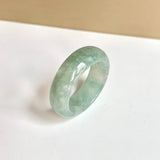 20.2mm A-Grade Natural Green Floral Jadeite Abacus Ring Band No.162440