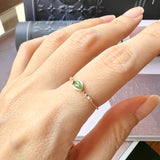 16.4mm A-Grade Natural Green Jadeite Dainty Bead Ring (Pear) No.162402