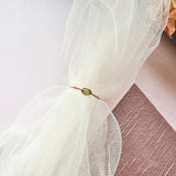 16.4mm A-Grade Natural Green Jadeite Dainty Bead Ring (Pear) No.162402