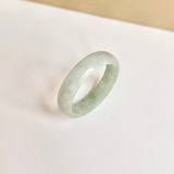 19.2mm A-Grade Natural Light Green Jadeite Abacus Ring Band No.162441