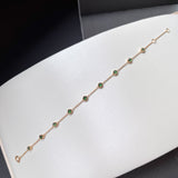 Icy A-Grade Natural Imperial Green Jadeite Petite Dolly Bracelet (Champagne) No.190436