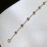 Icy A-Grade Natural Imperial Green Jadeite Petite Dolly Bracelet (Champagne) No.190436