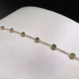 Icy A-Grade Natural Imperial Green Jadeite Petite Dolly Bracelet (Champagne) No.190436