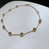 Icy A-Grade Natural Imperial Green Jadeite Petite Dolly Bracelet (Champagne) No.190436