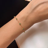 Icy A-Grade Natural Imperial Green Jadeite Petite Dolly Bracelet (Champagne) No.190436