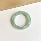 21.1mm A-Grade Natural Green Floral Jadeite Abacus Ring Band No.162443