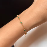 Icy A-Grade Natural Imperial Green Jadeite Petite Dolly Bracelet (Champagne) No.190436