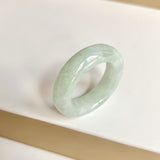 19.4mm A-Grade Natural Light Yellowish Green Jadeite Abacus Ring Band No.162447