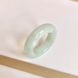 19.4mm A-Grade Natural Light Yellowish Green Jadeite Abacus Ring Band No.162447