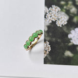 16.6mm Icy A-Grade Natural Moss on Snow Jadeite Colour Galore Ring No.162407