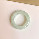 19.4mm A-Grade Natural Light Yellowish Green Jadeite Abacus Ring Band No.162447