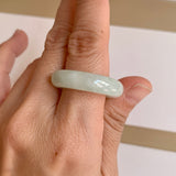 19.4mm A-Grade Natural Light Yellowish Green Jadeite Abacus Ring Band No.162447