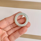 19.4mm A-Grade Natural Light Yellowish Green Jadeite Abacus Ring Band No.162447