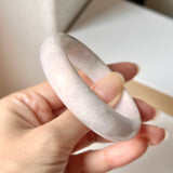 51.5mm A-Grade Natural Lavender Green Jadeite Modern Round Bangle No. 152013