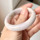 51.5mm A-Grade Natural Lavender Green Jadeite Modern Round Bangle No. 152013