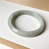 51.3mm A-Grade Natural Bluish Green Floral Jadeite Modern Oval Bangle No. 152014