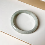 51.3mm A-Grade Natural Bluish Green Floral Jadeite Modern Oval Bangle No. 152014