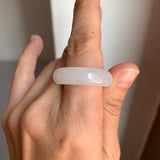 20.3mm A-Grade Natural White Jadeite Abacus Ring Band No.162448