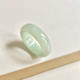 19.4mm A-Grade Natural Light Yellowish Green Jadeite Abacus Ring Band No.162449