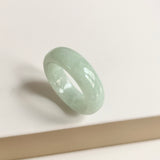 19.4mm A-Grade Natural Light Yellowish Green Jadeite Abacus Ring Band No.162449