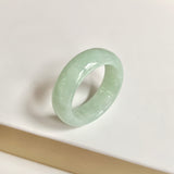 19.4mm A-Grade Natural Light Yellowish Green Jadeite Abacus Ring Band No.162449