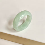 19.4mm A-Grade Natural Light Yellowish Green Jadeite Abacus Ring Band No.162449