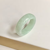 19.4mm A-Grade Natural Light Yellowish Green Jadeite Abacus Ring Band No.162449