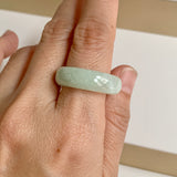 19.4mm A-Grade Natural Light Yellowish Green Jadeite Abacus Ring Band No.162449