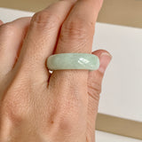 19.4mm A-Grade Natural Light Yellowish Green Jadeite Abacus Ring Band No.162449