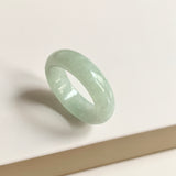 19.4mm A-Grade Natural Light Yellowish Green Jadeite Abacus Ring Band No.162450