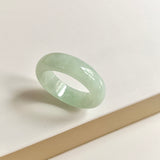 19.4mm A-Grade Natural Light Yellowish Green Jadeite Abacus Ring Band No.162450