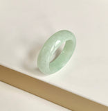 19.4mm A-Grade Natural Light Yellowish Green Jadeite Abacus Ring Band No.162450