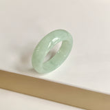 19.4mm A-Grade Natural Light Yellowish Green Jadeite Abacus Ring Band No.162450